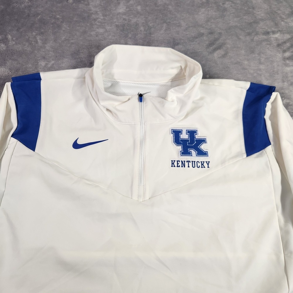 Nike Kentucky Wildcats On-Field 1/4 Zip Jacket White Blue Men's XL Pullover Top
